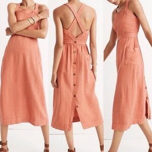 Madewell Garment Dye Linen Blend Maxi Dress